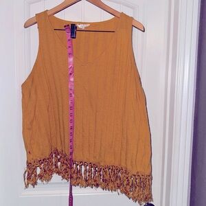 Mustard Sweater/Knit Tassel Fringe Tank